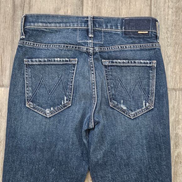 Mother “Insider Ankle Mile High” Jeans 27 Dark Wash Cropped Slim Kick Hem Urban - Picture 9 of 16